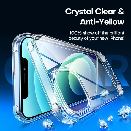 Miniatura 4 de CANSHN - Funda transparente compatible con iPhone 12/iPhone 12 Pro [Protección contra caídas de grado militar] No amarillea, funda protectora a