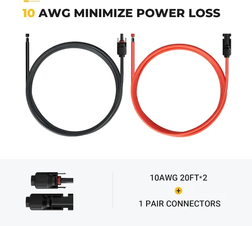 Miniatura 6 de BougeRV Cable de extensión solar de 20 pies 10AWG con conector hembra y macho con par adicional de conectores, kit de herramienta adaptadora