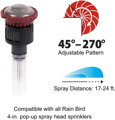 Miniatura 2 de Rain Bird 24RNVAPRO - Boquilla de pulverización giratoria profesional de alta eficiencia, patrón ajustable a mano de 45° a 270°, distancia