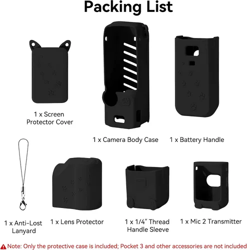 Miniatura 7 de Funda de silicona Pocket 3: Funda protectora Protector de lente compatible con cámara Vlogging DJI Osmo Pocket 3 Creator Combo Accesorios (negro)