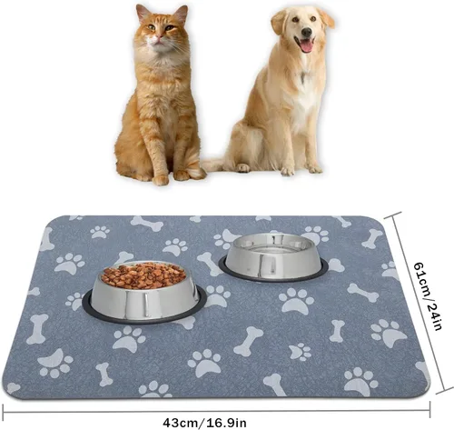 Miniatura 7 de YCT Tapete de comida para gatos – Tapetes de alimentación para perros – Alfombras absorbentes antideslizantes para gatos, 16.9 x 24 pulgadas