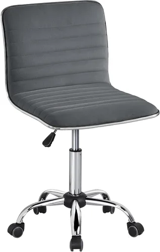 Miniatura 11 de Yaheetech Silla de escritorio ajustable de trabajo de piel sintética con respaldo bajo acanalado, sin reposabrazos, giratoria, negra, con ruedas