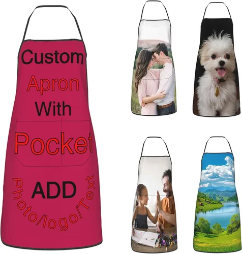 Miniatura 33 de Delantal personalizado con bolsillos para añadir tu imagen, texto, logotipo, foto y nombre