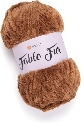 Miniatura 21 de Yarnart Fable Fur Hilo (100gr), Hilo de Pestañas Sintético Suave Grueso Esponjoso Falso Difuso para Ropa de Ganchillo Tejido de Punto Súper