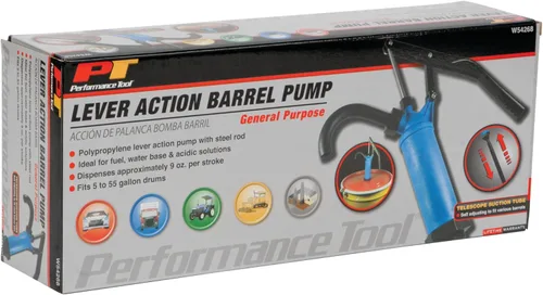 Miniatura 9 de Performance Tool W54268 Bomba de Tambor de Barril de Acción de Palanca de Uso General Azul - Se Ajusta a Tambores de 5 a 55 Galones