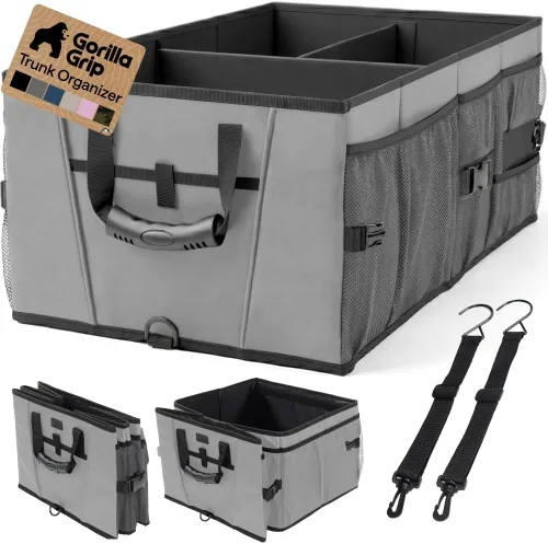 Miniatura 12 de GORILLA GRIP Organizador de maletero para SUV y automóviles, organizador de almacenamiento plegable de gran capacidad, accesorios de coche Azul