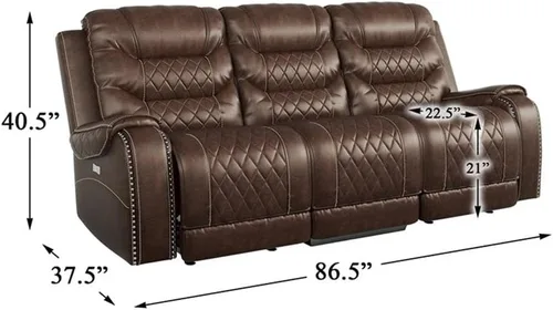 Miniatura 3 de Lexicon Derringer Wall Hugger Power - Sofá reclinable doble, color marrón