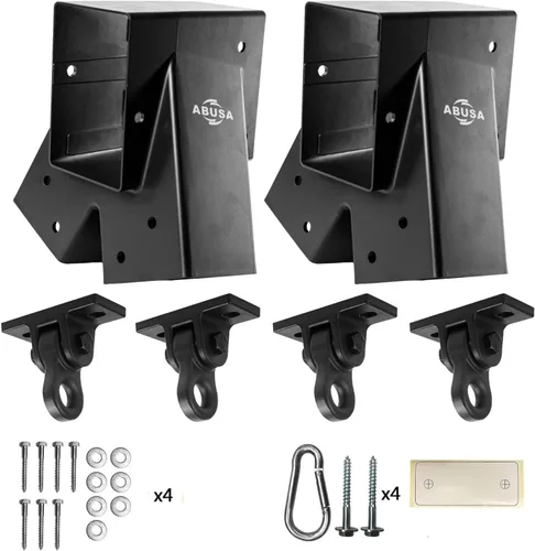 Miniatura 10 de ABUSA - Juego de soportes para columpios resistentes que incluye 2 soportes A-Frame verdes para columpio y 4 ganchos para columpios para equipos