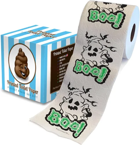Miniatura 15 de Printed TP Papel higiénico impreso con texto en inglés "Beware of Devil" de Halloween, rollo de papel higiénico aterrador para sorpresa, broma, Rojo
