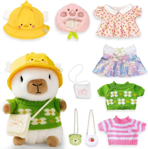Miniatura 7 de Capybara - Peluche de Capybara con 9 prendas y accesorios, súper suave, para niños y niñas de 10.2 pulgadas (Capybara negro)