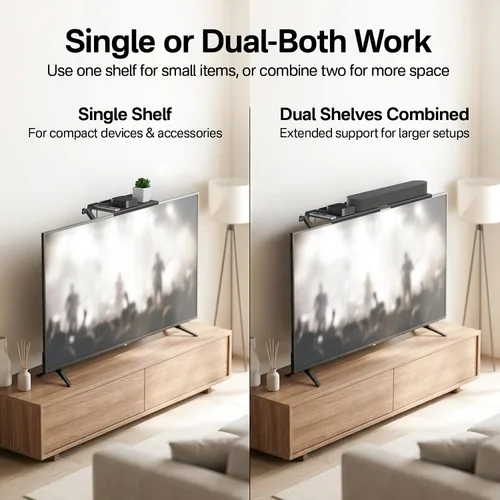 Miniatura 6 de Soporte de barra de sonido sin taladrar en la parte superior del televisor: estante superior universal de TV para barras de sonido pequeñas de hasta