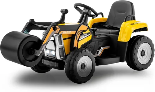 Miniatura 11 de HONEY JOY Coche de paseo eléctrico de 12 V con control remoto, tractor de batería para niños pequeños con rodillo de tambor ajustable, bocina y Azul
