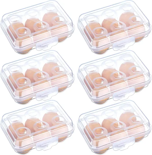 Miniatura 8 de 6 cajas de almacenamiento de huevos de 6 rejillas para refrigerador, soporte dispensador de huevos, caja de protección de huevos portátil