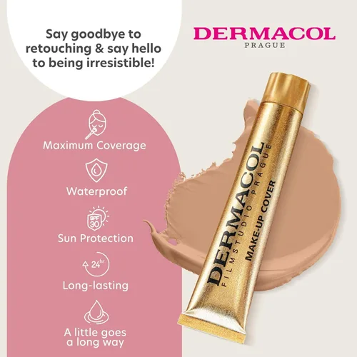 Miniatura 4 de Dermacol - Base de cobertura completa mate con SPF 30, base impermeable para piel grasa, acné y bolsas debajo de los ojos, maquillaje de larga 221