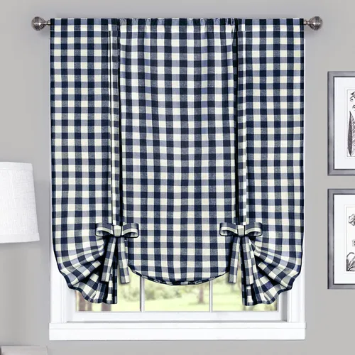 Miniatura 14 de Achim Home Furnishings - Cortina de ventana a cuadros de un solo paño, 42 x 63 pulgadas, blanca y negra
