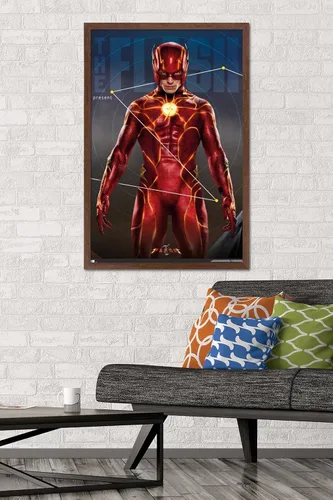 Miniatura 2 de Trends International DC Comics Movie The Flash - Póster de pared tríptico The Flash, 34 pulgadas de largo x 22.4 W, versión enmarcada en caoba