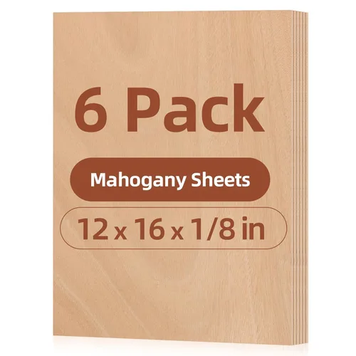 Miniatura 42 de Paquete de 12 hojas de tilo Rowood, 12x12x1/8pulgadas, tilo de 3mm para corte láser, kits de manualidades para adultos, tablero de madera