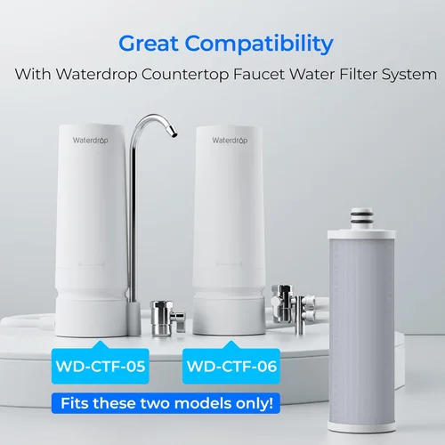 Miniatura 2 de Waterdrop WD-CFF-03 Filtro de agua de repuesto, filtro de agua para encimera, vida útil de 4000 galones, filtros de agua de repuesto para fregadero
