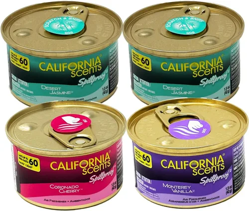 California Scents Ambientador en Lata a Prueba de Derrames en Aromas de Jazmín del Desierto, Vainilla de Monterey y Cerezo Coronado: Mejor Jazmín