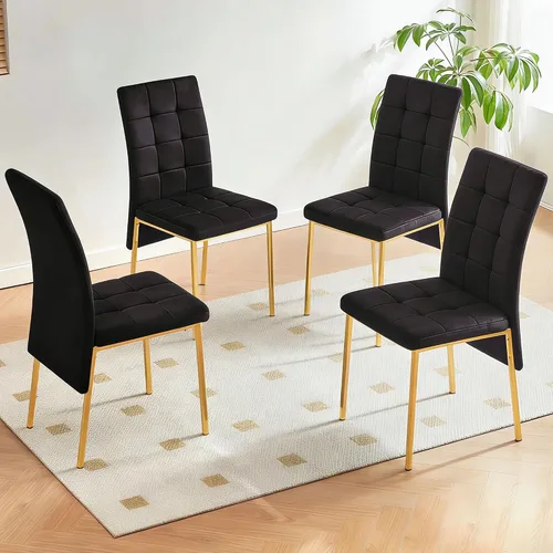 Miniatura 8 de Homedot Juego de 2 sillas de comedor de terciopelo, cómodas sillas de cocina para el hogar, silla lateral tapizada, sin brazos, diseño único