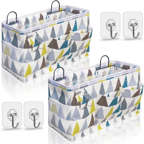 Kanrichu - 2 piezas de bolsas organizadoras grandes para colgar en la pared, cestas de almacenamiento para colgar en la puerta de tela de lino con