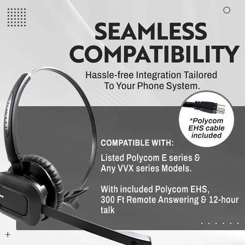 Miniatura 4 de INNOTALK Auriculares inalámbricos DECT de respuesta remota para teléfonos de la serie Poly Polycom Edge - Incluye cable remoto EHS para E100