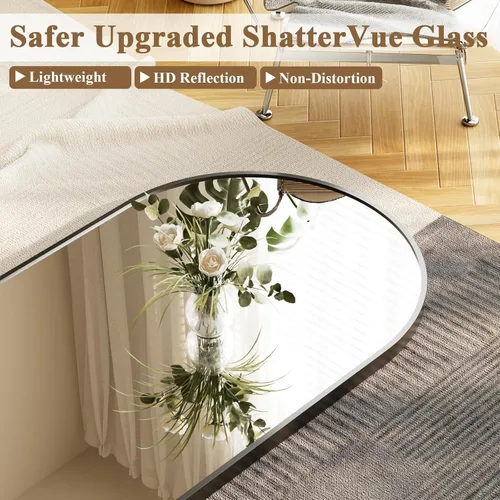 Miniatura 4 de HARRITPURE Espejo Arqueado de Cuerpo Entero - 64"x21" Espejo Grande de Pie, Espejos de Vestir con Marco de Aluminio con Soporte para Dormitorio/Sala