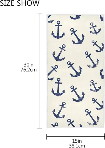 Miniatura 3 de Pfrewn Toallas de mano náuticas retro anclas, 16 x 30 pulgadas, toalla de baño de ancla azul marino, suave, absorbente, océano, mar, bajo el agua