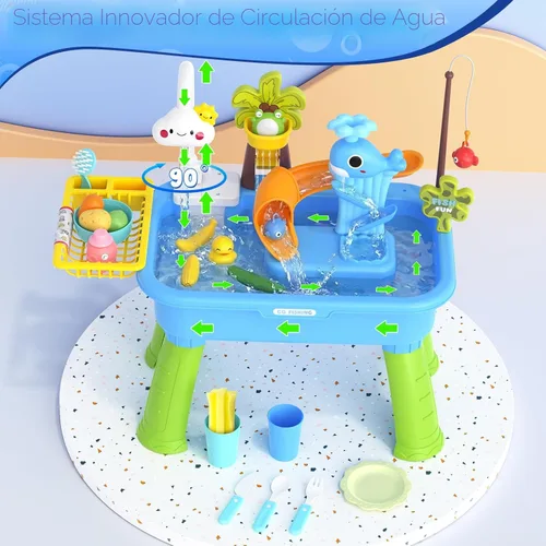 Miniatura 5 de Mesa de agua mejorada 2026 para niños de 1 a 3 años, juguetes al aire libre para niños de 4 a 8 años con bomba, juguetes de piscina para actividades