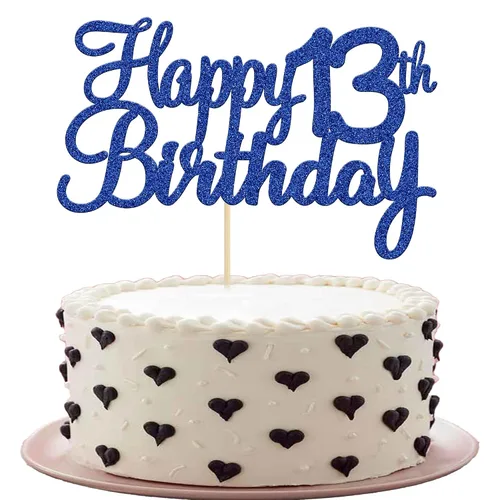 Miniatura 22 de Gyufise 1 decoración para pastel de cumpleaños número 10 con purpurina azul para tarta de 10 años de edad, decoraciones fabulosas para tartas