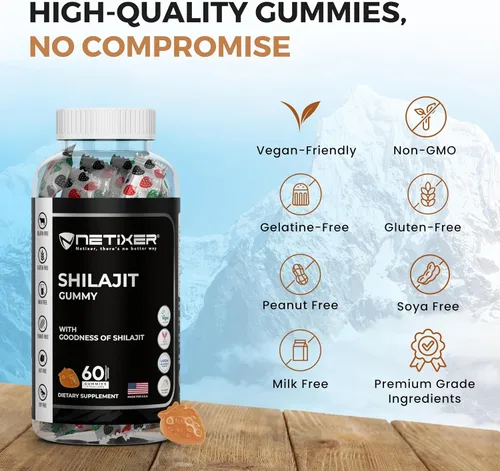 Miniatura 5 de Gomitas Shilajit – Sabor Tamarindo – 60 unidades – Apoya la energía, la resistencia y la vitalidad – Vegana, sin gelatina, sin gluten, sin OMG – 60