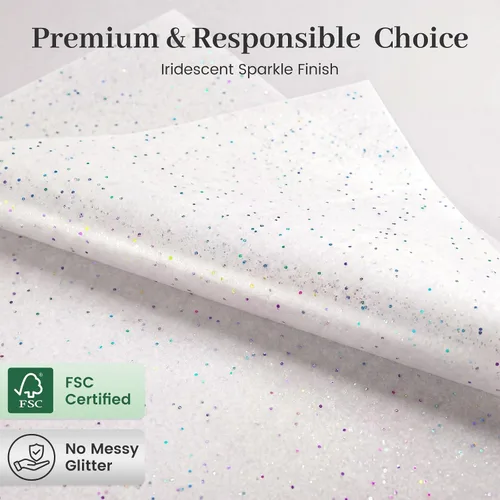 Miniatura 5 de Koogel 120 hojas de papel de seda, papel de seda blanco de 20 x 14 pulgadas para bolsas de regalo, envoltura de purpurina para cumpleaños, proyectos