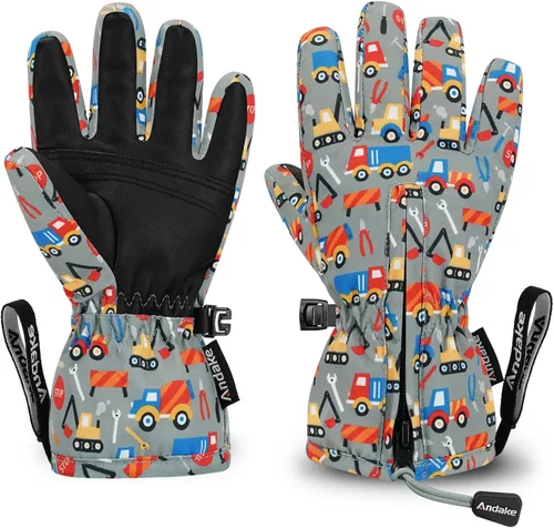 Andake - Guantes de nieve impermeables y transpirables para niños de 2 a 7 años, guantes abrigados de esquí para invierno, mitones para niños y niñas