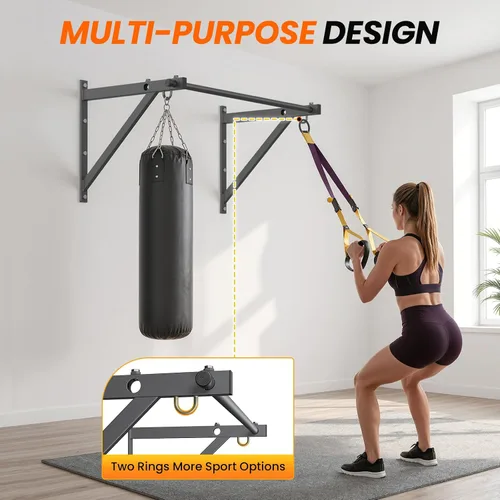 Miniatura 5 de Jusgym Wall Mounted Pull Up Bar, 51"/45" Chin Up Bar with 500LBS Capacity, Strength Training Pull-Up Bars Joist Mounted Reinforced Thick Metal