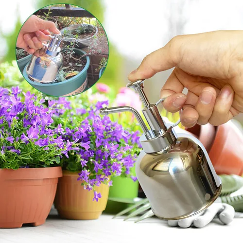 Miniatura 5 de Pulverizador de plantas de acero inoxidable, regadera pequeña para plantas en macetas de interior 10 oz/plata brillante