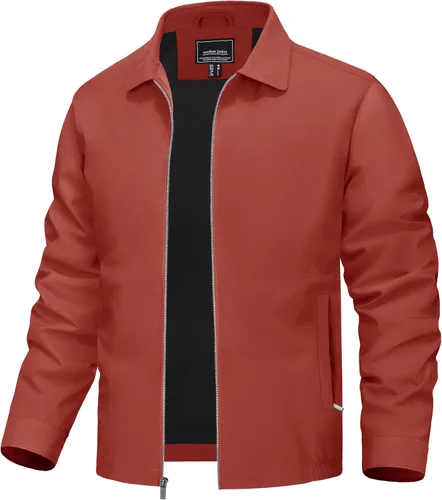 Miniatura 9 de TACVASEN Chaqueta Cortavientos Ligera para Hombre con Cremallera Completa Cuello Plegable Chaquetas Abrigo Casual Ligero con Bolsillos con Cremallera