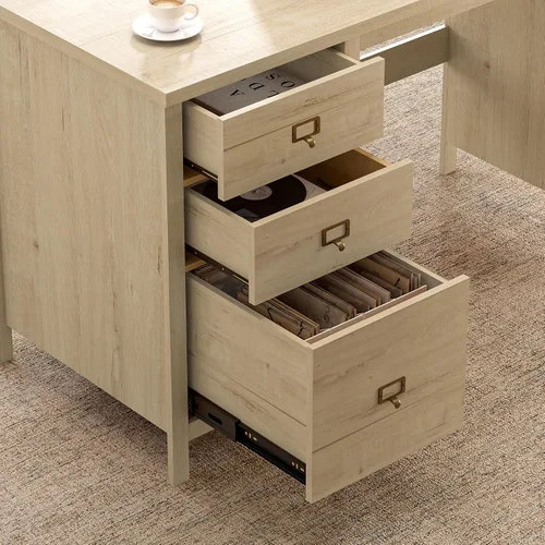 Miniatura 7 de Escritorio ejecutivo de 47 pulgadas con cajón de archivos, escritorio de oficina en casa de madera de granja con cajón de almacenamiento, escritorio