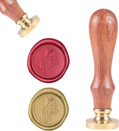 Miniatura 8 de CRASPIRE Sello de cera con notas musicales, sellos de cera vintage, clave musical, sello de madera retro, cabeza de latón extraíble de 0.98 pulgadas