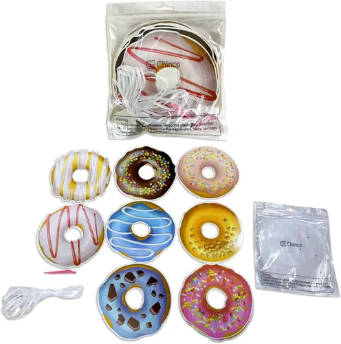 Miniatura 6 de Chinco 4 pancartas de dona para fiesta de cumpleaños, decoraciones de dona, suministros de fiesta, suministros de fiesta de remolino colgante, kit