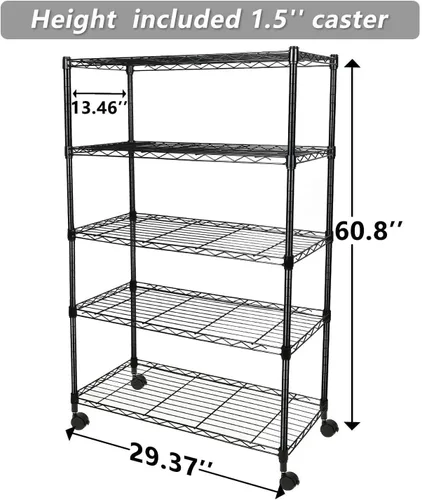 Miniatura 3 de Simple Deluxe - Estantería resistente de almacenamiento de 5 estantes, capacidad de carga de 1250 libras, 29.92" de profundidad x 13.98" de ancho x