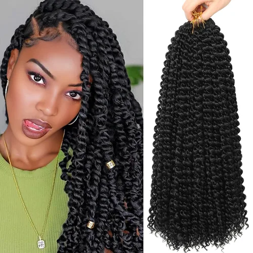 Miniatura 61 de Cabello Passion Twist de 30 pulgadas, cabello rubio de ondas de agua con ganchillo para mujeres, cabello rubio Passion Twist de ganchillo largo 27#
