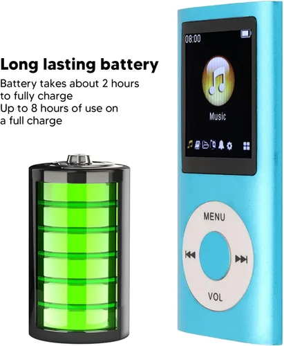 Miniatura 7 de Reproductor de MP3, reproductor de música MP3 portátil sin pérdidas delgado con auriculares, pantalla LCD de 1.8 pulgadas, reproductor de música