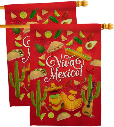 Miniatura 6 de Viva Mexico House Banderas para fiesta de verano, cactus y piñata, sombrero mexicano, fiesta al aire libre, apliques de Estados Unidos, pequeño