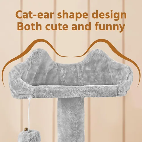 Miniatura 7 de Yaheetech - Torre de árbol para gatos de 62 pulgadas, mueble para mascotas con doble refugio, postes para rascar, múltiples plataformas y pelotas