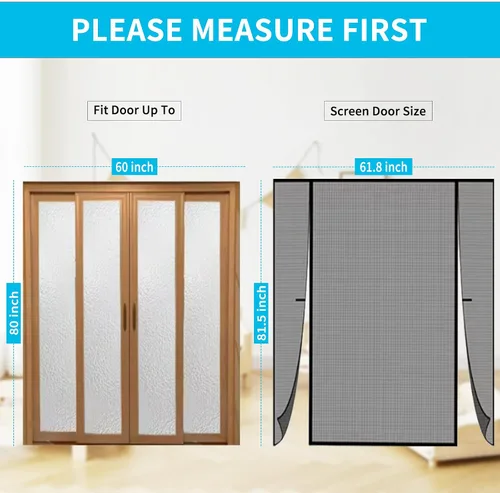 Miniatura 3 de Malla magnética para puerta con imanes súper fuertes, malla de fibra de vidrio de doble apertura para puertas correderas grandes y de patio, hasta