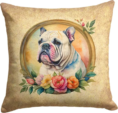 Miniatura 271 de Caroline's Treasures DAC2072PW1414 Affenpinscher and Flowers - Almohada decorativa de tela, lavable a máquina, para interiores y exteriores
