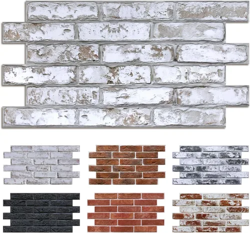 Commomy Paneles de pared 3D de ladrillo sintético, 12 piezas de 22.8 x 11.8 pulgadas, azulejos finos y adhesivos de PVC UrltraLight para cocina,