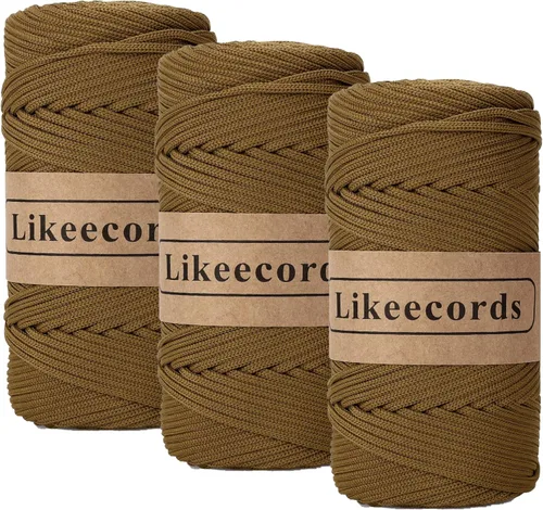 Miniatura 40 de Likeecords Cordón de macramé trenzado de poliéster de 0.157 in, 140 yardas/426 pies, hilo elástico para bolsa de ganchillo para manualidades, Verde