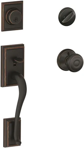Miniatura 19 de Schlage F60 ADD 622 PLY Addison - Juego de manijas de entrada frontal con perilla Plymouth, cerrojo con llave de 1 lado, negro mate Mate negro