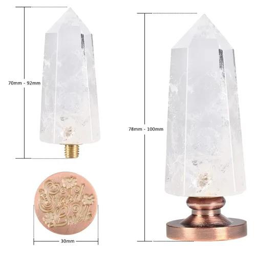 Miniatura 2 de Amogeeli Mango de cera de cristal de roca facetada con cabeza de cobre, sello hexagonal de cera de piedra puntiaguda para invitaciones de boda